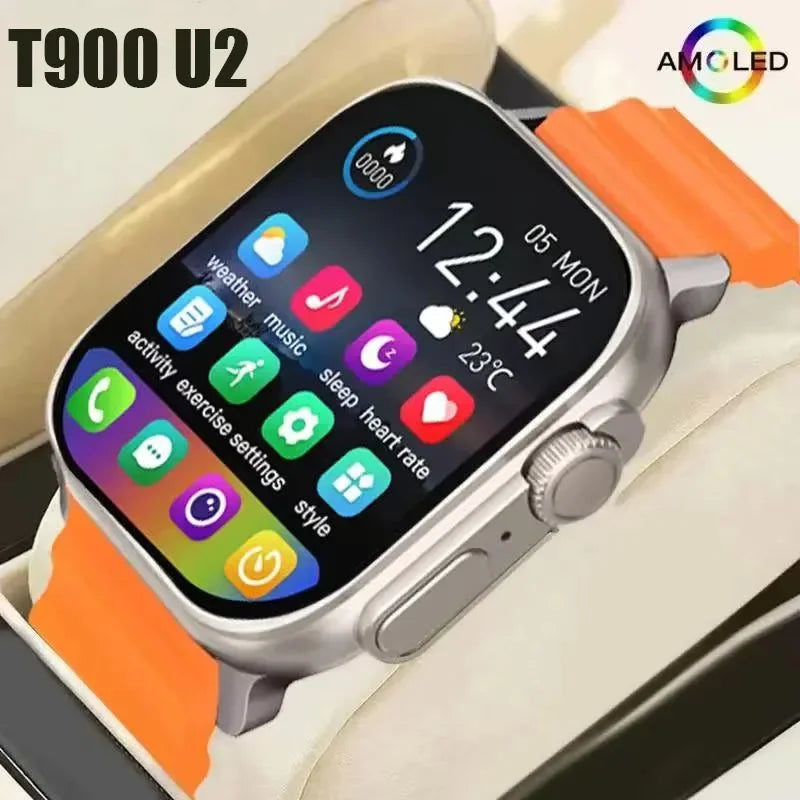 Smartwatch T900 U2 para homens e mulheres, Chamada Bluetooth, Carregamento sem f